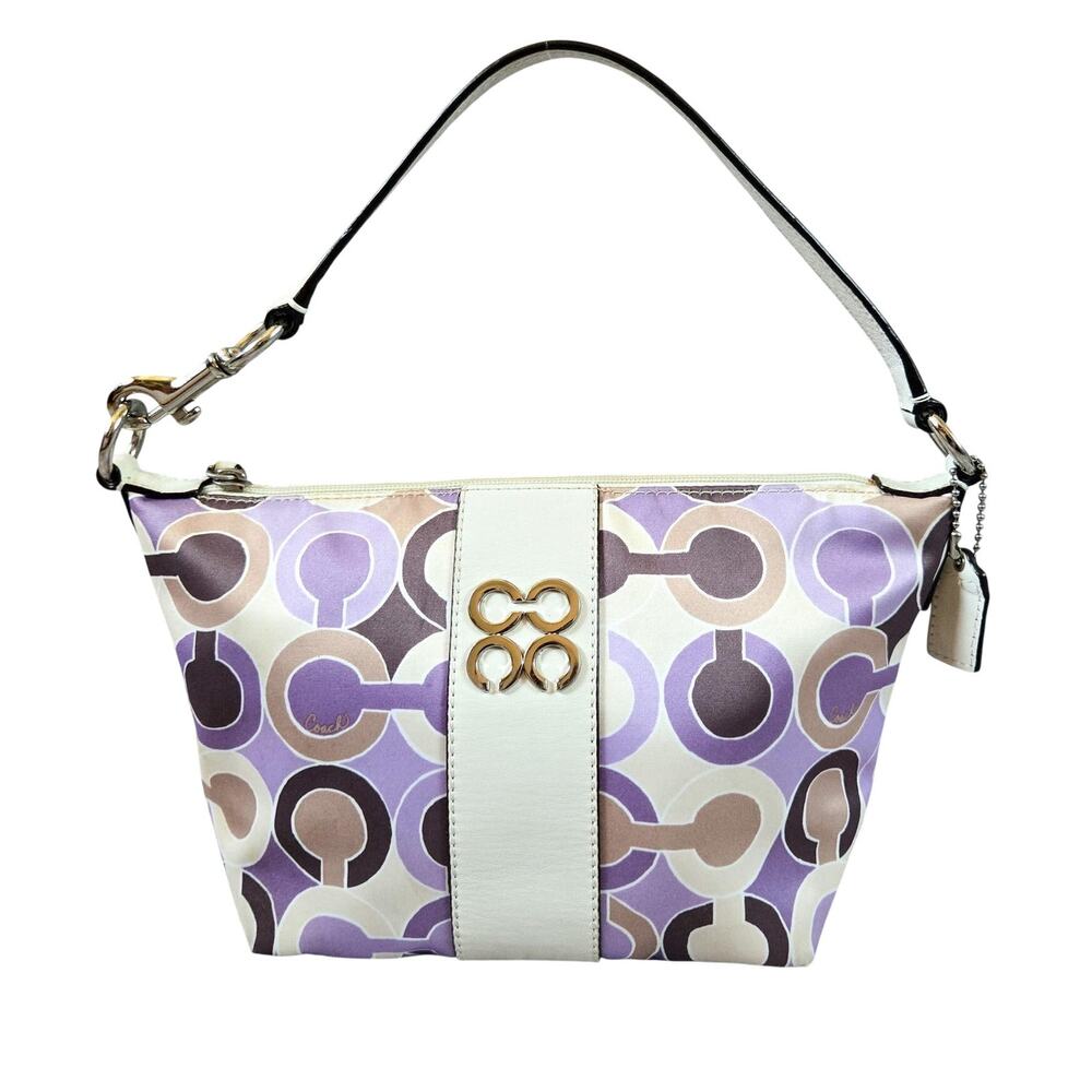 Y2K COACH Julia Outline Op Art Sateen Pouch Small Shoulder Bag 44837 Lilac 2000s